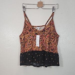 Patrons Of Peace Floral Paisley Print Fluttery Multi-Color Tank Top NWT Size M